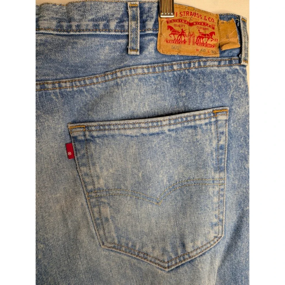 Levis 501 Button Fly Acid Wash Jeans 40X30 Mens Original Fit Straight Denim Jean